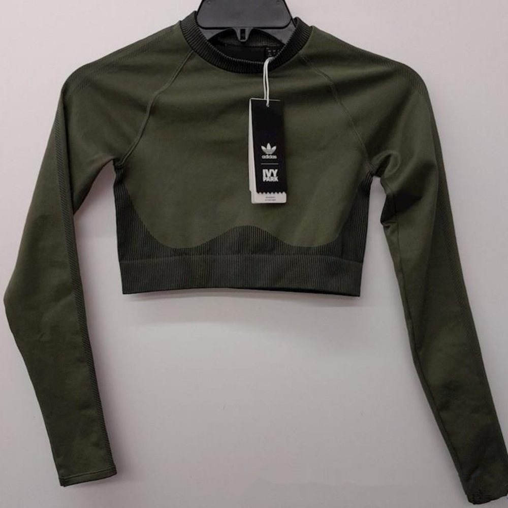 NWT Adidas x Ivy Park Crop Top Size Small HH9362 Wild Pineblack